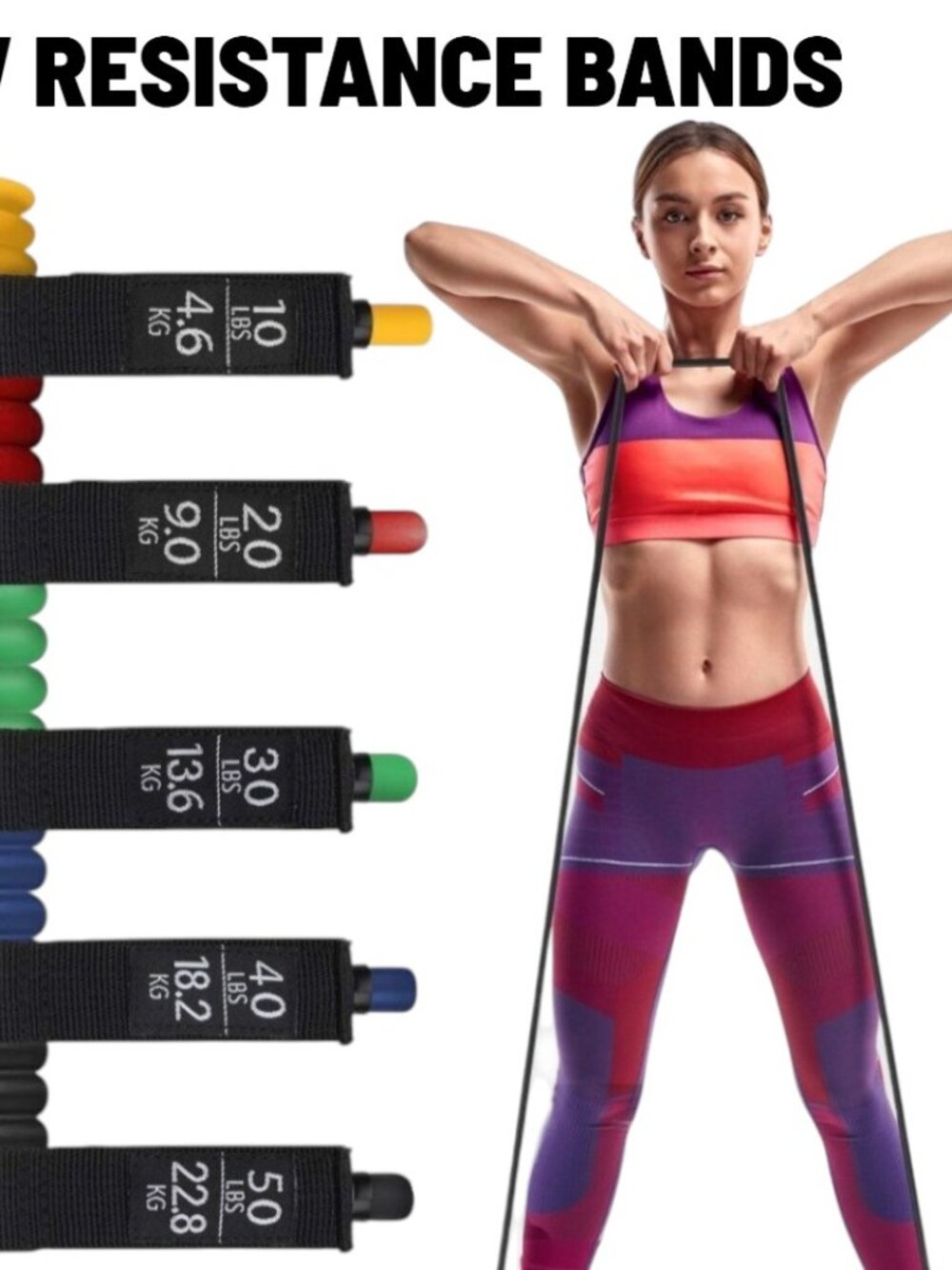 NEW Resistance Training Bands 11 Piece Set Home Workout Physical Therapy Yoga Pi